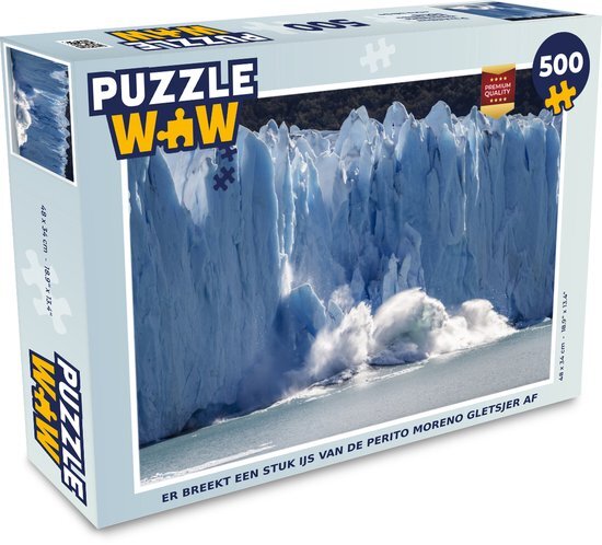 MuchoWow Puzzel Er breekt een stuk ijs van de Perito Moreno gletsjer af - Legpuzzel - Puzzel 500 stukjes