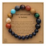 Bixorp Zonnestelsel Armband op Cadeau Kaartje - Het Universum in Balans - 8mm / 16cm Edelsteen Kralenarmband met alle Planeten - Inclusief Cadeau Envelop