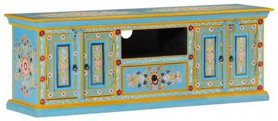 vidaXL Tv-meubel 110x30x40 cm massief mangohout blauw