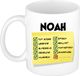 Bellatio Decorations Naam mok Noah - wit - top gozer - keramiek - 300 ml - cadeau collega beker