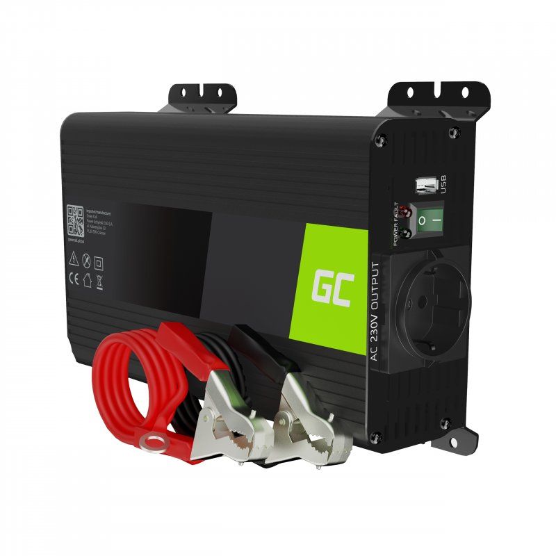 Green Cell 300W 12V DC to AC Car Power Inverter - Black