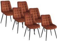 Vente-unique Lot de 6 chaises rembourrées - Velours et métal noir - Terre cuite - OLLUA