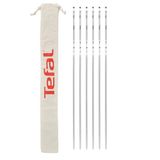 Tefal rvs grill spiezen, 6-delige set, extra lang formaat, katoenen opbergdoos, vaatwasmachinebestendig, vlees, garnalen, fruit, groenten, K185S734