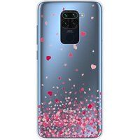 Xiaomi Redmi Note 9 Confettis de coeurs rose bedrukt siliconen hoesje