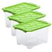 Rotho Evo Safe Keeping Set van 3 opbergdozen 15 l met deksel, voedselveilige kunststof (PP) BPA-vrij, transparant/groen, 15 l (39,3 x 28,3 x 23,0 cm)