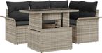 vidaXL Tuinbank Set Lichtgrijs Poly Rattan 5 Zitplaatsen