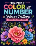 Big Print Color By Number Flower Patterns: 50 Large Print Flower Designs