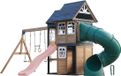 AXI Noud Speeltoestel met Speelhuis, Schommels, Trapeze, Klimwand – Met Bank – Pastel Roze Glijbaan – Met Buisglijbaan - FSC 100% hout – Speeltoestel voor de tuin / buiten