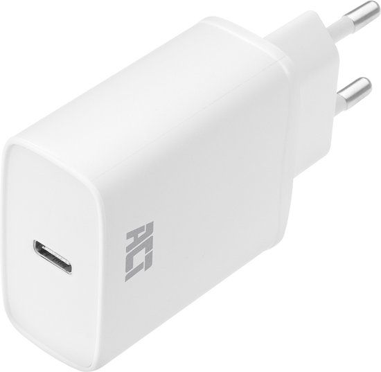 ACT Snellader iPhone/Samsung - 20W USB-C Oplader - Wit