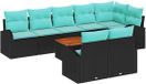 vidaXL Tuinset met 9 delen, zwart en turquoise, van polyrotan