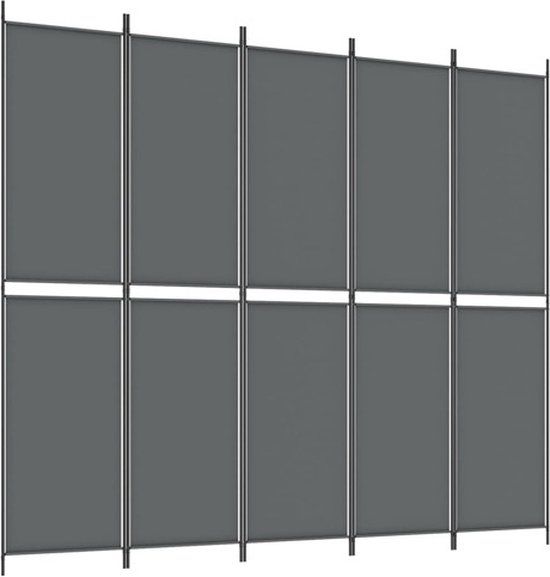 vidaXL - Kamerscherm - 5 panelen - 250x220 cm - stof - antracietkleurig