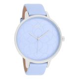 OOZOO Timepieces - Zilverkleurig dameshorloge met lila leren band - C10103
