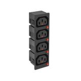 ACT C13 IEC Lock Net Entree (4x uitgang) - zwart