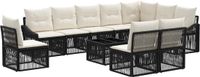 vidaXL - Tuinbank - Set - 10 zitplekken - Zwart - Polyrattan