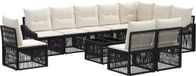 vidaXL - Tuinbank - Set - 10 zitplekken - Zwart - Polyrattan
