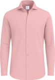 Vercate - Strijkvrij Overhemd - Japanese Knitted - Piqué Katoen - Roze - Slim Fit - Lange Mouw - Heren - Maat 39/M