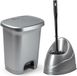 Forte Plastics WC-/toiletborstel houder - zilver - pedaalemmer 8L