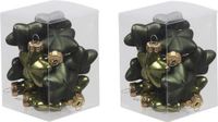 Merkloos / Sans marque Othmar Decorations Kerstornamenten - sterren - 24x - olijf groen - 4 cm - glas - mat en glans
