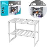 Bewello Uitschuifbaar Kast Organizer Rek - Verstelbare Keukenkast Plank - Wit