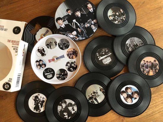 Beatles Onderzetter set 8 stuks - Vinyl - Flesopener - Muziek