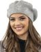 Vivisence Dames Baret - Wolmix Met Strass Applicatie - Lichtgrijs