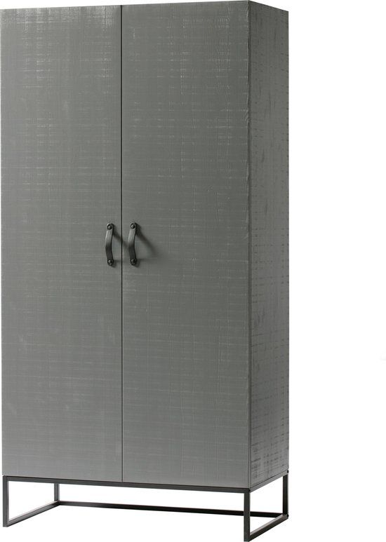 WOOOD Morris Kledingkast - Grenen - Leem - 195x100x53cm - Industrieel