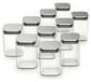 Arendo Pots de stockage, Set de 10, 1,65 Litre, Verre borosilicaté, Carré, avec Couvercle en acier inoxydable