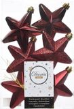 Decoris kersthangers - 6 stuks - 7.5cm - kunststof - donkerrood