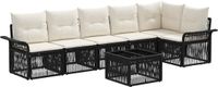 vidaXL Tuinbank - Set - 6 zitplekken - Zwart - Polyrattan
