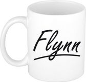 Bellatio Decorations Flynn Naam koffiemok - beker - met sierlijke letters - wit