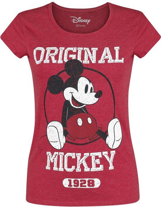 Mickey & Minnie Mouse Mickey Mouse Original Dames T-shirt - gemêleerd rood - M