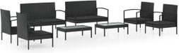 vidaXL 8-delige Loungeset met Kussens Poly Rattan Zwart