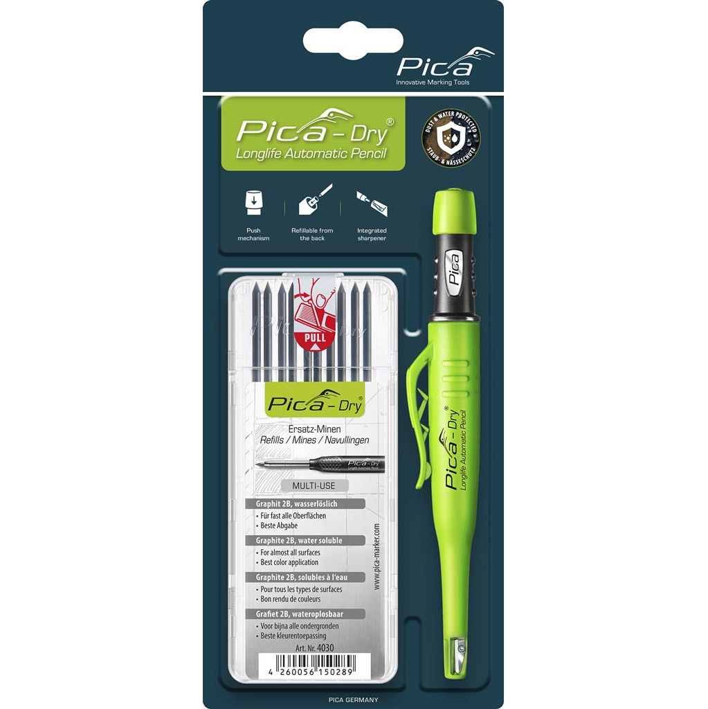 Pica Marker Dry Longlife 3030 + 10 st. grafiet vulling 4030 Set PI30403