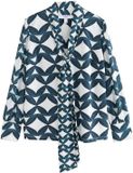 Next - Dames - Blouse met V-hals, sjaaldetail en lange mouwen - Wit
