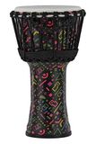 GEWA Liberty Djembé Rope Tuned - Diameter: 8" (20,3 cm) - Hoogte: 16,5" (41,2 cm) - Aantal Rope Runners: 20 - Patroon: Crazy Neon