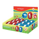 Keyroad Ergonomische puntenslijper per / 12 stuks/van kunststof/messen van staal/potloden en kleurpotloden/gemengde kleuren/voor kleuterschool kleuterschool en school