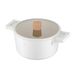 FLORINA Nube aluminium steelpan | 20 cm | 2,8 l | Geschikt voor inductie | Krasbestendige keramische coating | Soft-touch handgreep met houtlook | Hittebestendig glazen deksel