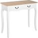 Console à 2 tiroirs, style rétro, en pin, 87 x 34 x 78,5 cm, blanche