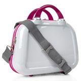 Toilettas voor dames en kinderen, van polycarbonaat, make-uptas, wit/fuchsia, informeel