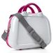 Toilettas voor dames en kinderen, van polycarbonaat, make-uptas, wit/fuchsia, informeel