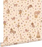 ESTAHome behang circus figuren paars en groen - 50 x 900 cm