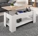 Muebles Bonitos - Table basse relevable avec coffre 100x50x43,5 (52,3)cm Modèle Nicoleta blanc et Sonoma finition brillante