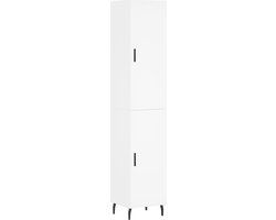 vidaXL Hoge kast - 34,5x34x180 cm - bewerkt hout - wit
