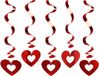 Merkloos / Sans marque Partydeco Sp. Z O. O. 10x Hangdecoratie swirls/rotorspiralen Rode hartjes - Valentijnsdag decoratie