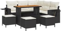 vidaXL Tuinbank - Set - 9 - st - Zwart - poly - rattan