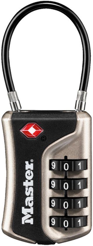 Master Lock Hangslot 4-cijfer TSA flex zwart 35mm