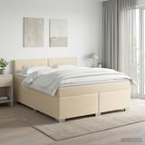 vidaXL Boxspringbed met matras, Crèmekleurig, 140 x 200 cm, Stof