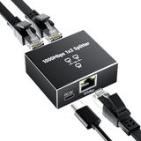 GlasFlength LAN-splitter 1 naar 2 1000 Mbps Ethernet Splitter, LAN Switch 4 Port Met Type-C Netsnoer Gigabit Ethernet Switch Stroomkabel voor Computer Hubs Switches Router Set-Top Box Digitale TV et