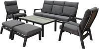 AVH-Collectie Vegas stoel bank loungeset 6 delig verstelbaar antraciet aluminium