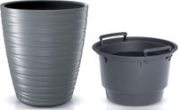 Merkloos Bloempot Valetta - antraciet - D47 x H52 cm - 68 liter - rond - kunststof - plantenpot - incl binnenpot